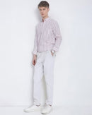 Men Smart Fit Vertical Striped Button-Down Collar Cotton Casual Shirt