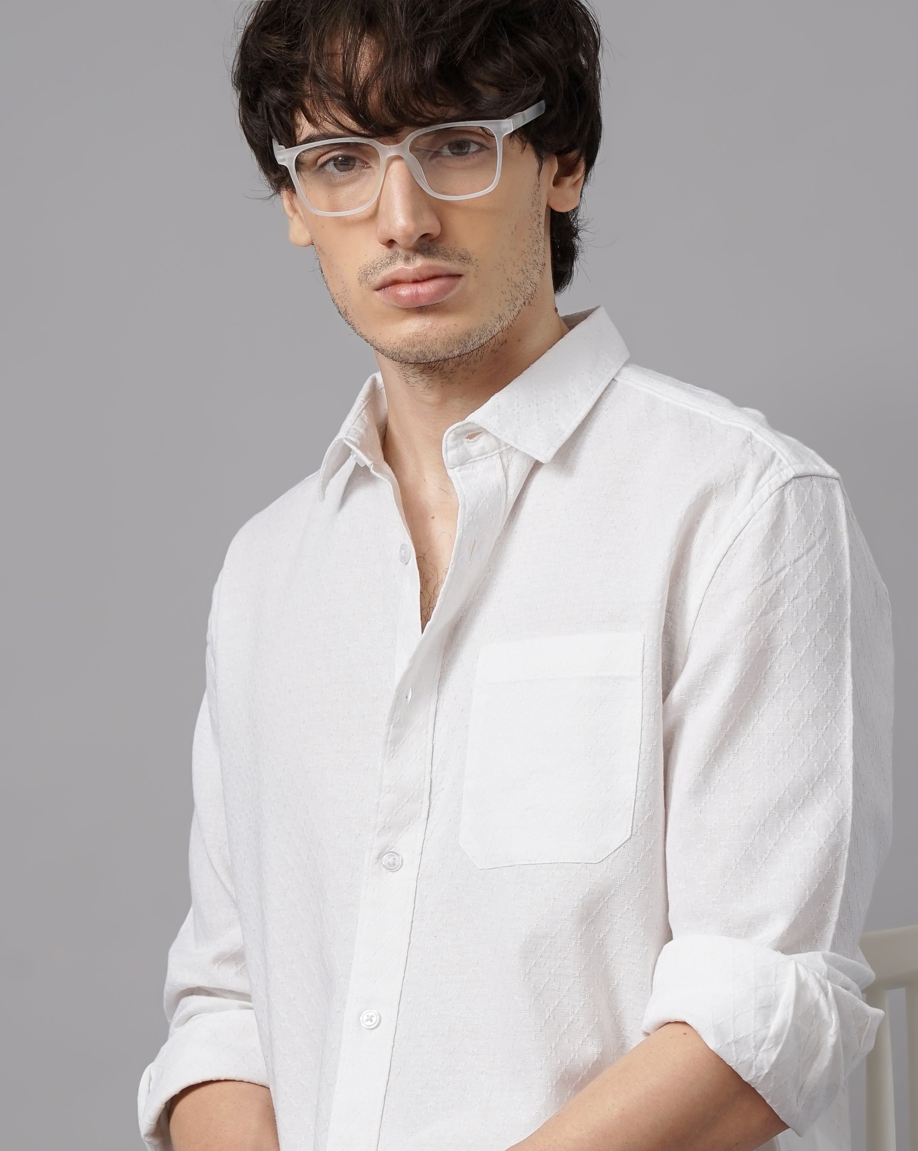 MEN'S SELF DESIGN REGULAR FIT SHIRT