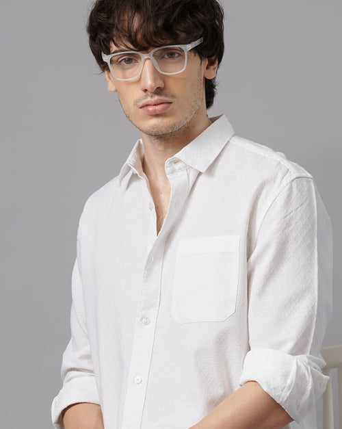 MEN'S SELF DESIGN REGULAR FIT SHIRT