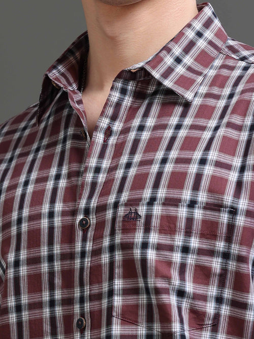 Men Smart Slim Fit Tartan Checks Checked Shirt