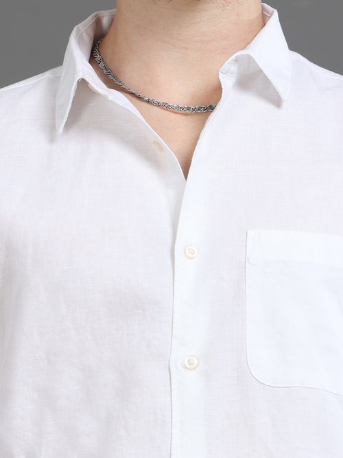 Men Smart Cotton Linen Slim Fit Shirt