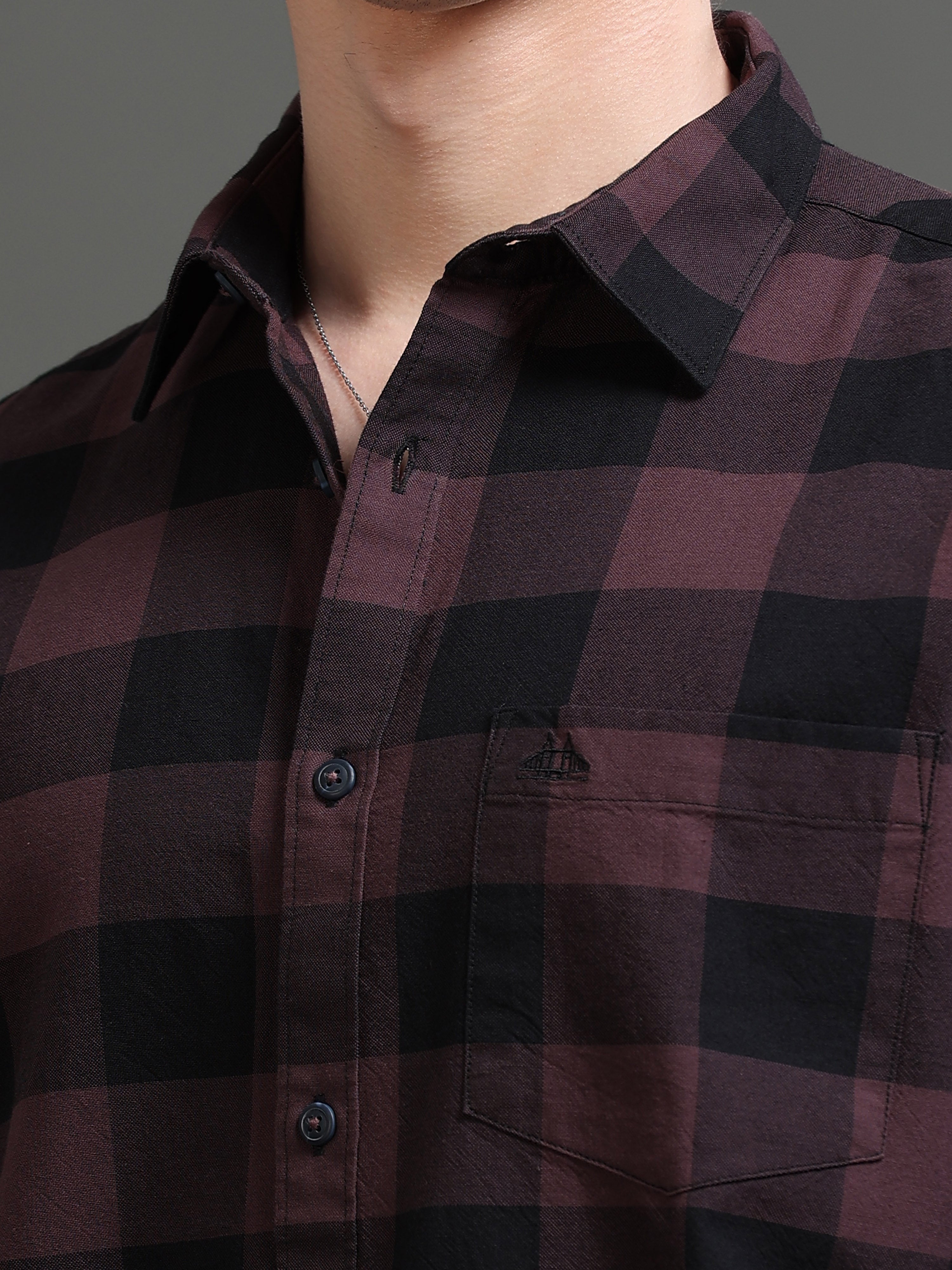 Men Smart Slim Fit Buffalo Checks Checked Casual Shirt