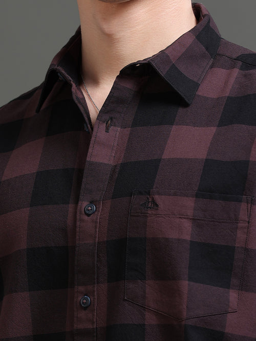 Men Smart Slim Fit Buffalo Checks Checked Casual Shirt