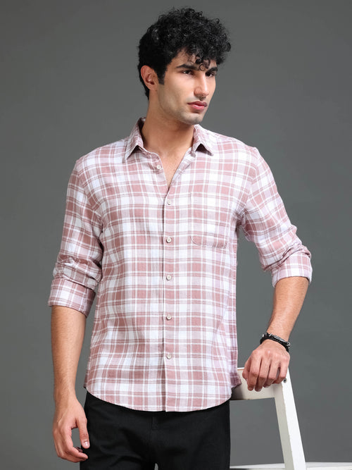 Men's Slub Herringbone Checks Shirt