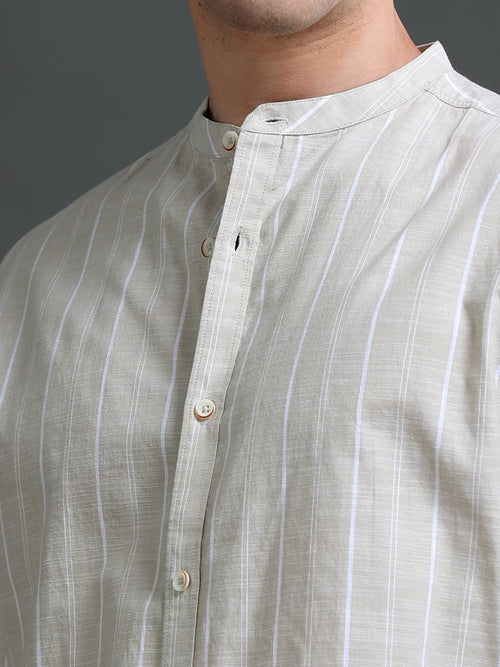 Men's Slim Fit Stripes Cotton Shirt