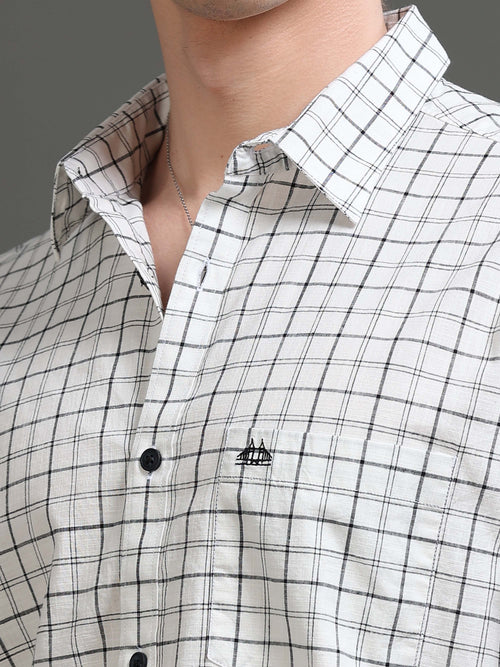 Men Smart Slim Fit Windowpane Checks Checked Casual Shirt