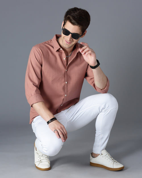 mauve Self Design Dobby Shirt
