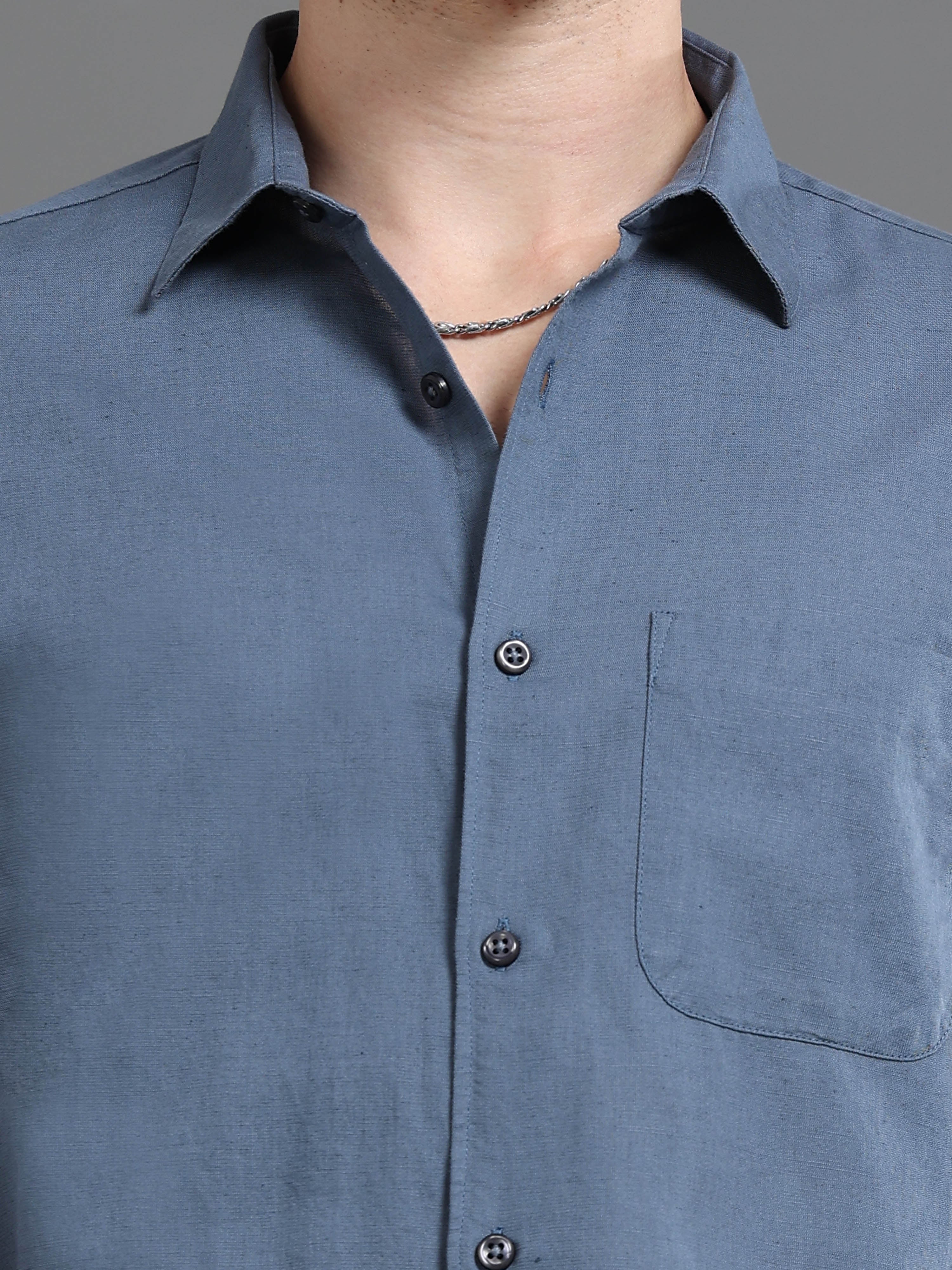Men Smart Cotton Linen Slim Fit Shirt