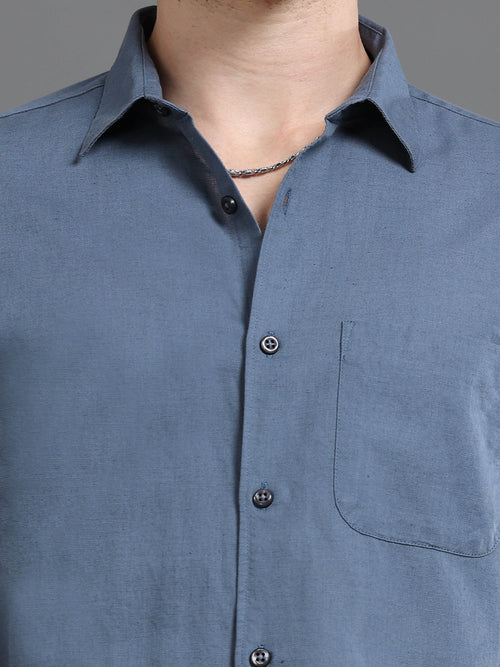 Men Smart Cotton Linen Slim Fit Shirt