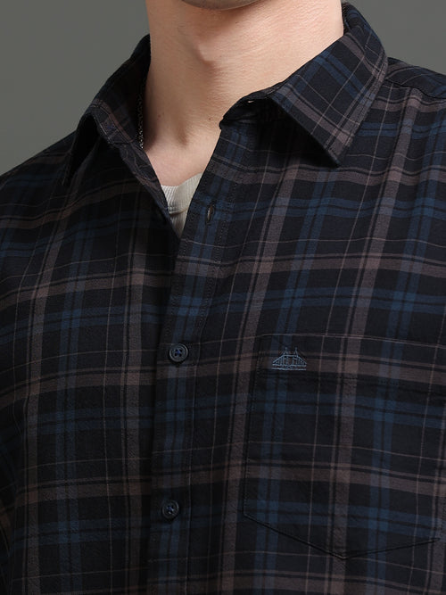 Men Smart Slim Fit Tartan Checks Checked Casual Shirt