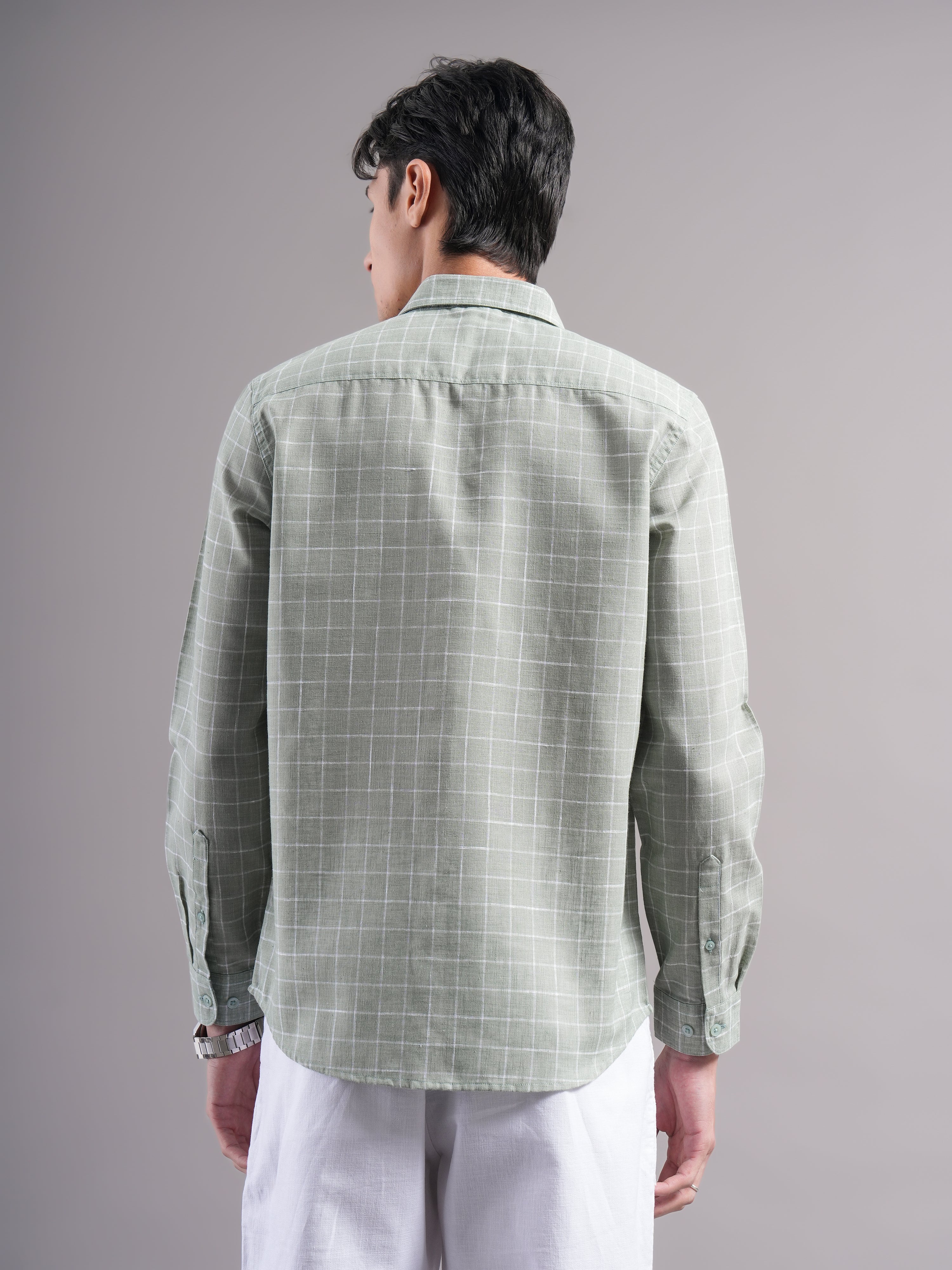 Men Smart Slim Fit Windowpane Checks Checked Casual Shirt