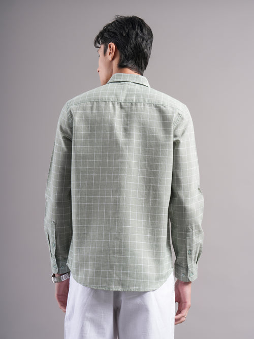 Men Smart Slim Fit Windowpane Checks Checked Casual Shirt