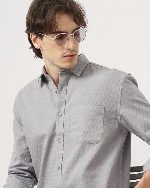 MEN'S SELF DESIGN REGULAR FIT SHIRT