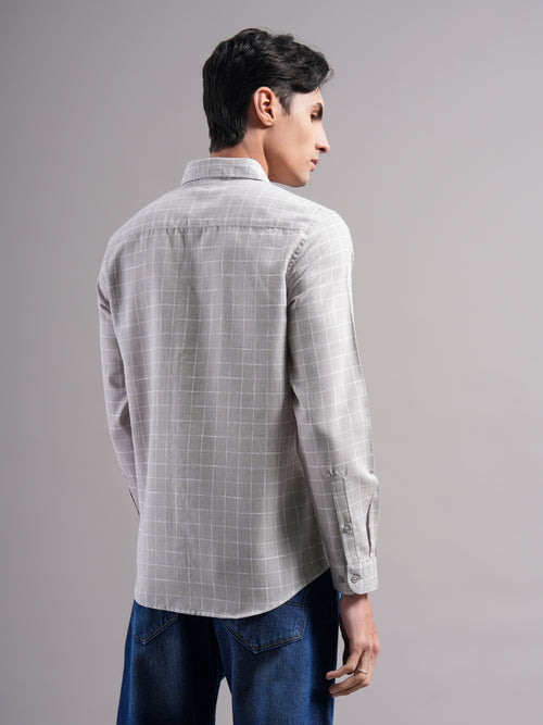 Men Smart Slim Fit Windowpane Checks Checked Casual Shirt