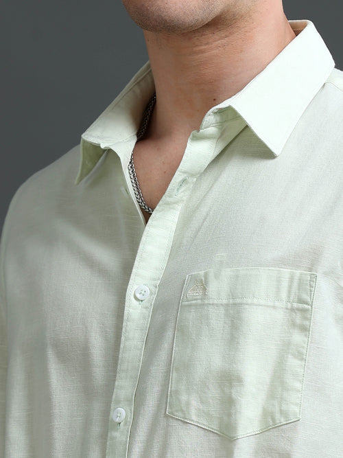 Men's Slub Slim Fit Solid Shirt