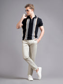 Men Smart Stripped Ankel Fit Low-Rise Chinos Trousers