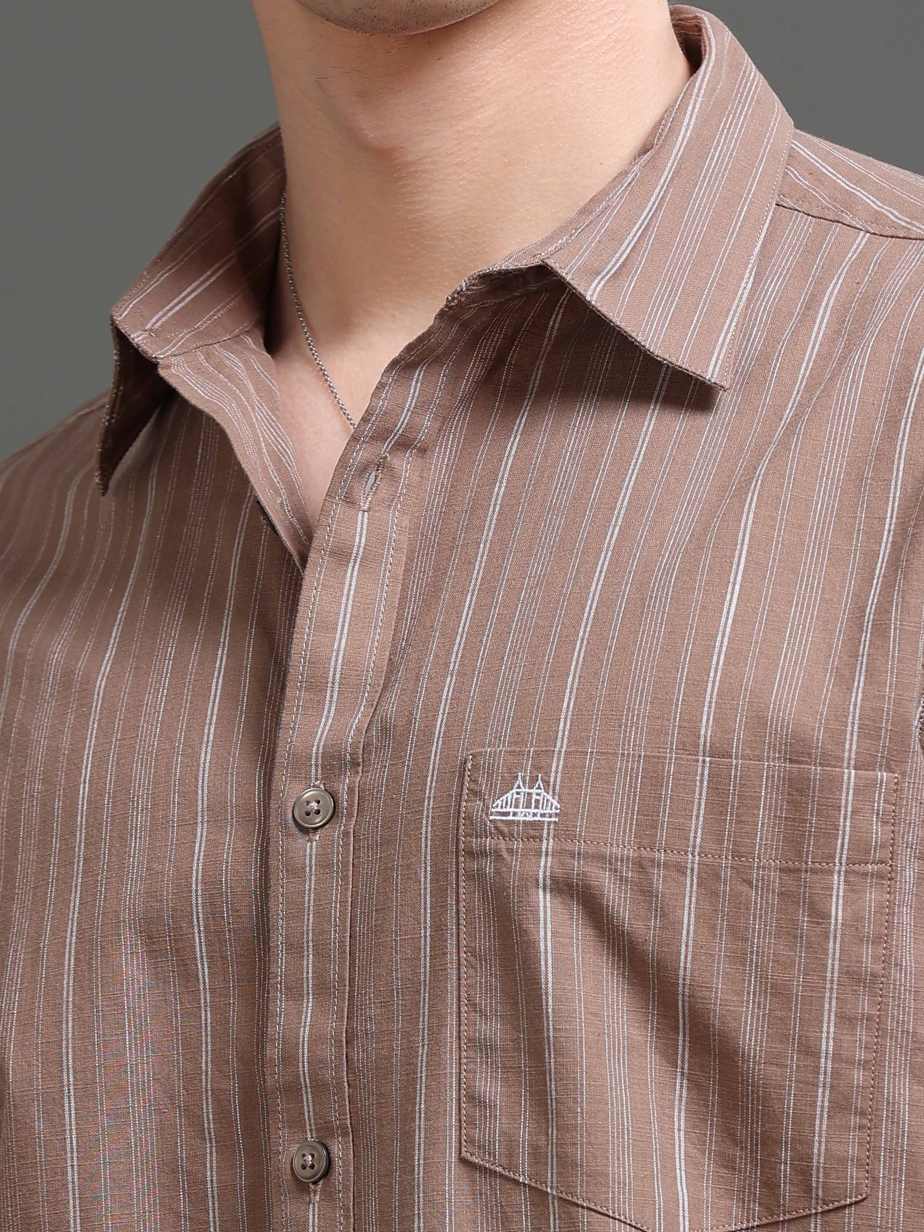 Men Smart Slim Fit Striped Casual Shirt