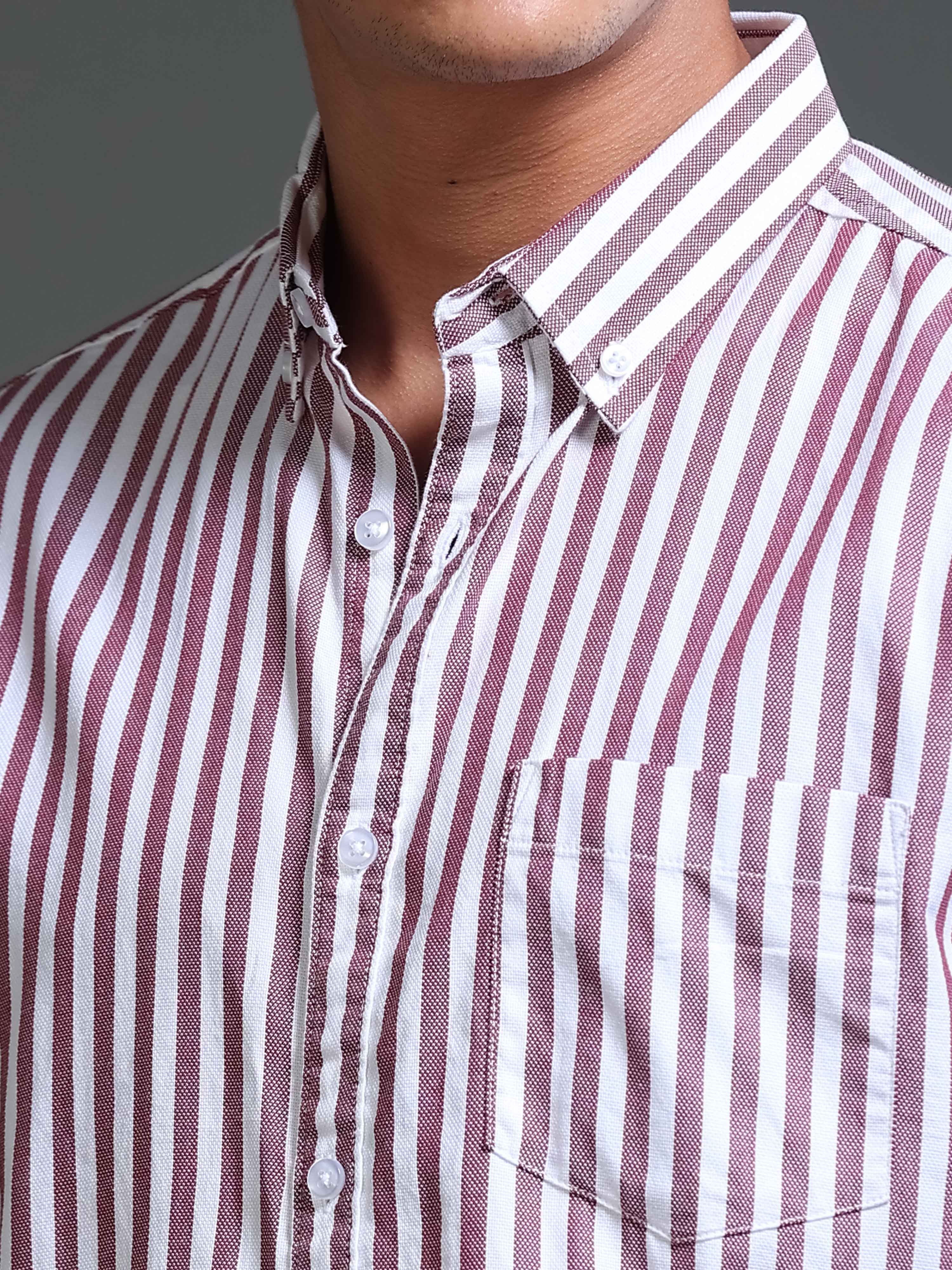 Men Stripes Red Shirts
