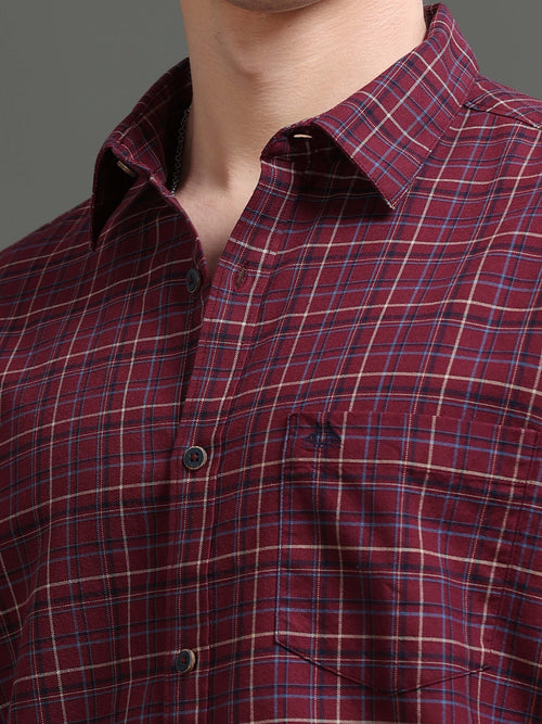 Men Smart Slim Fit Tartan Checks Checked Casual Shirt