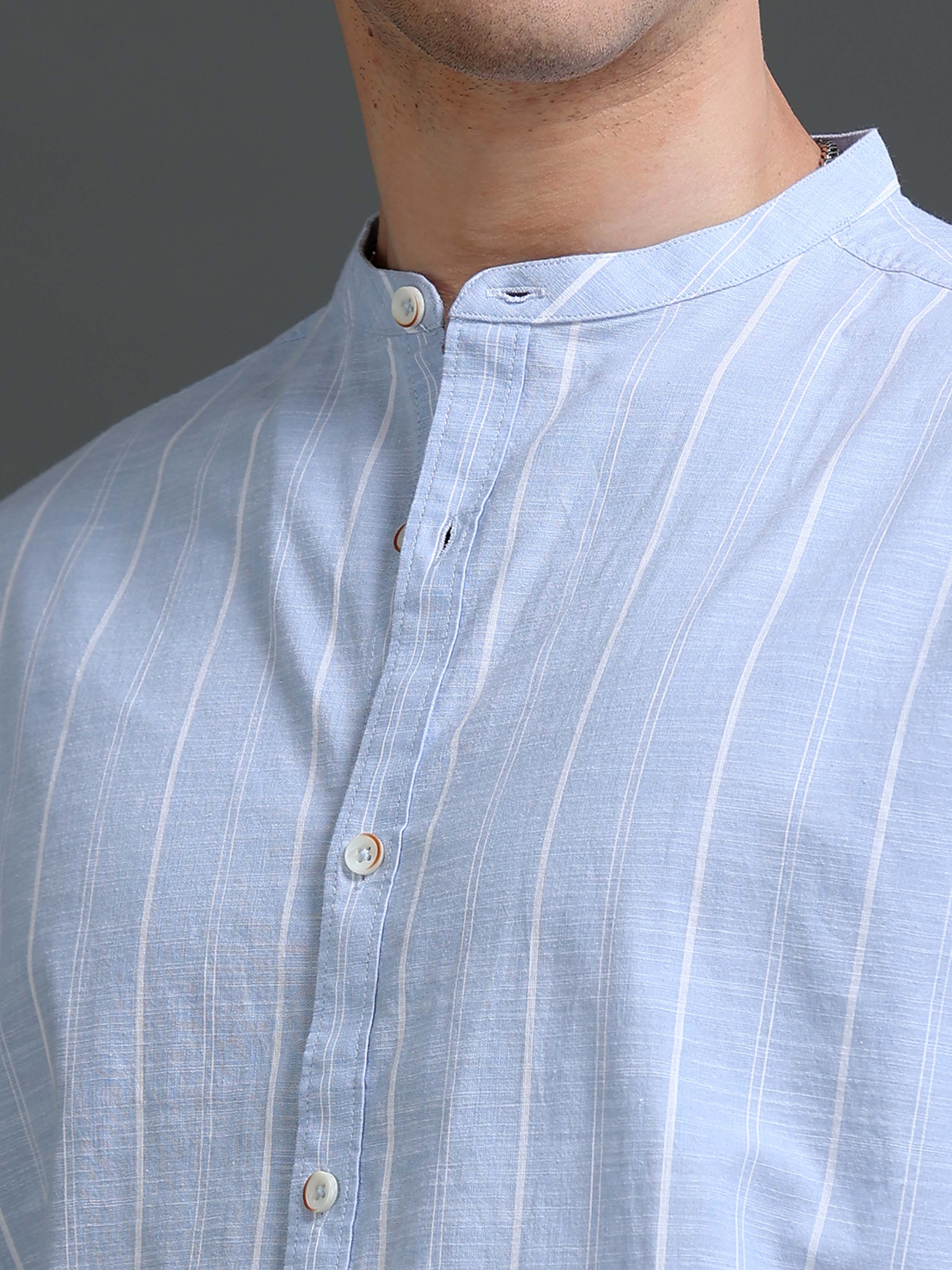 Men's Slim Fit Stripes Cotton Shirt