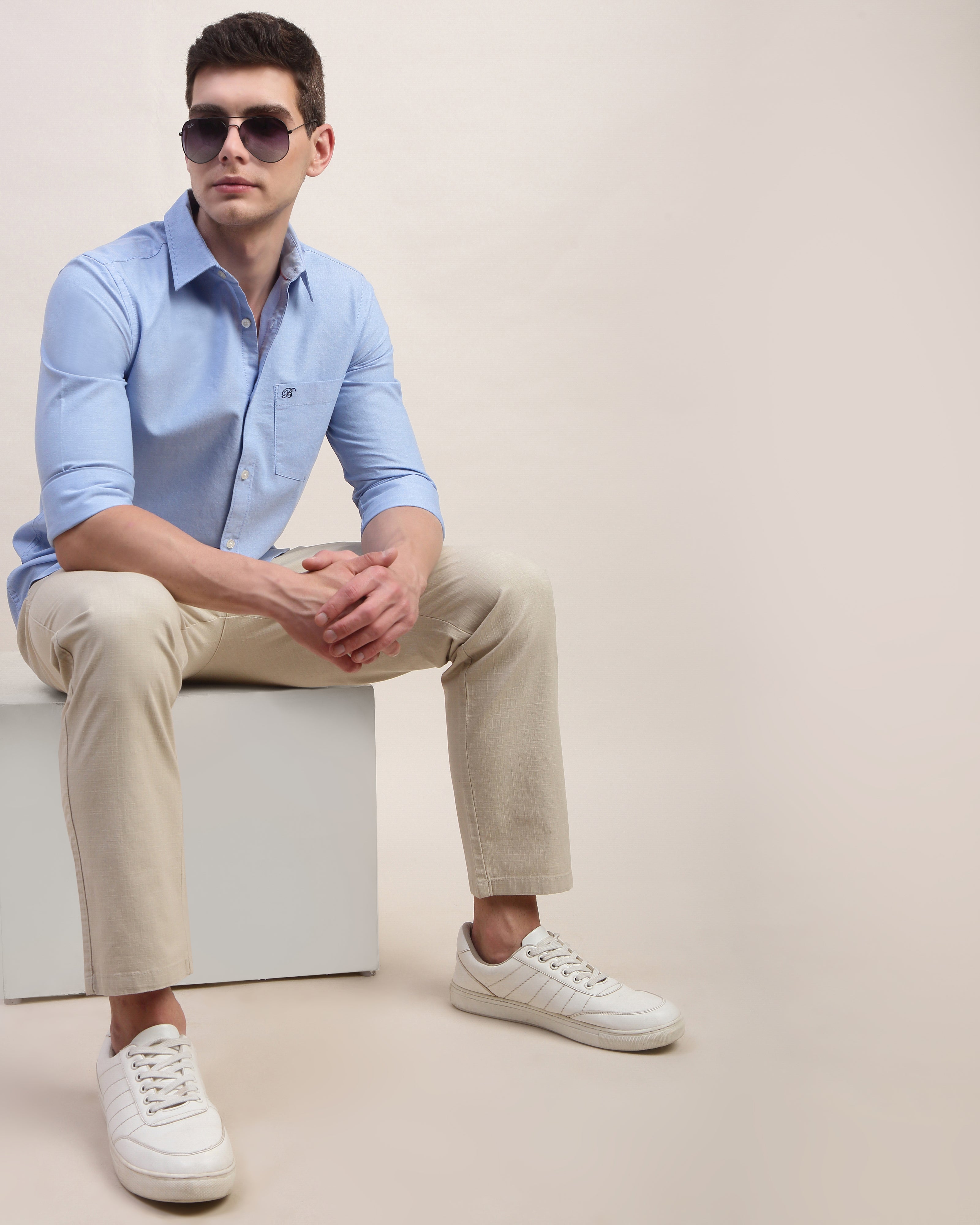 Men Slim Fit Oxford Cotton Casual Shirt