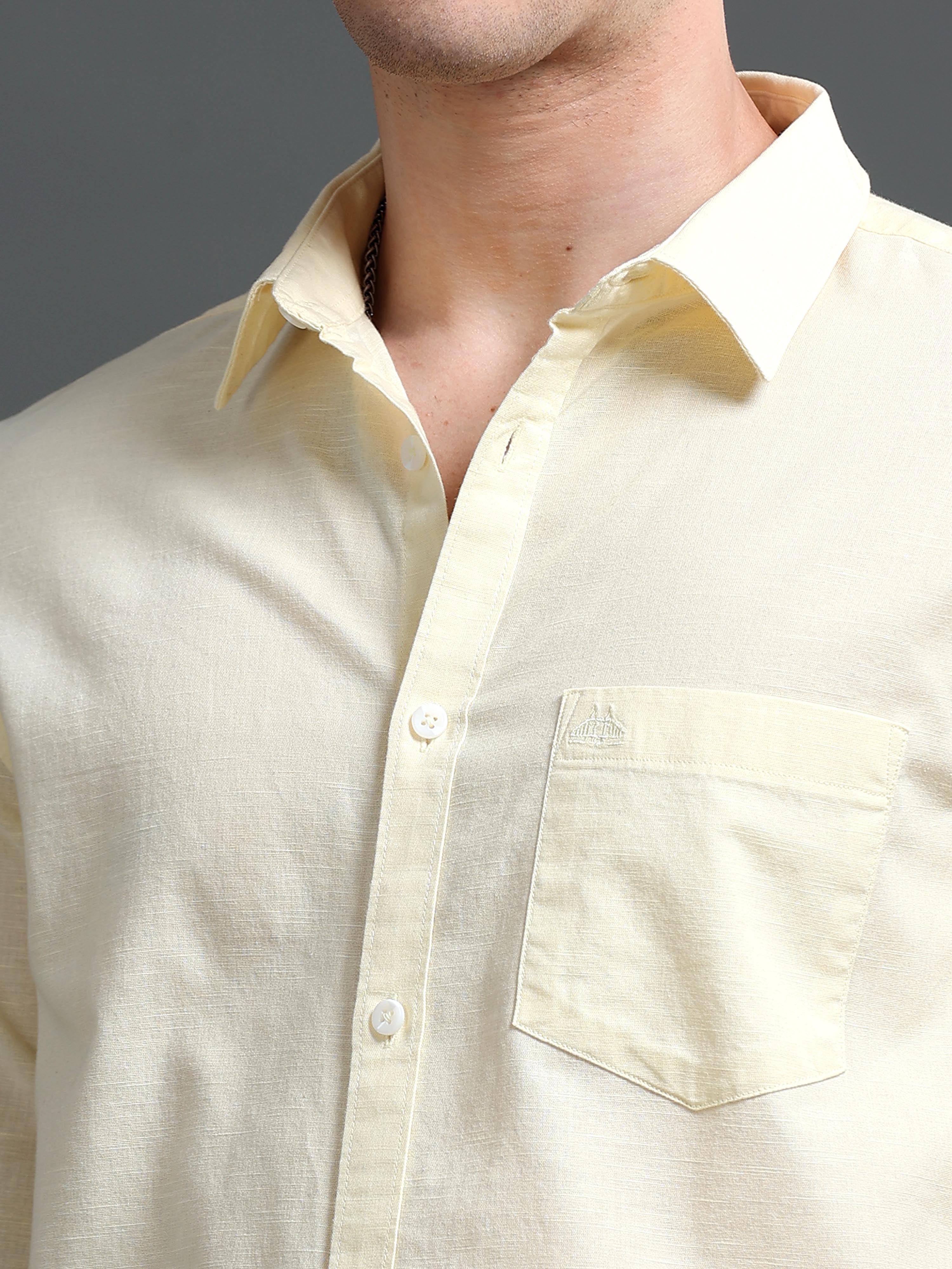 Men's Slub Slim Fit Solid Shirt