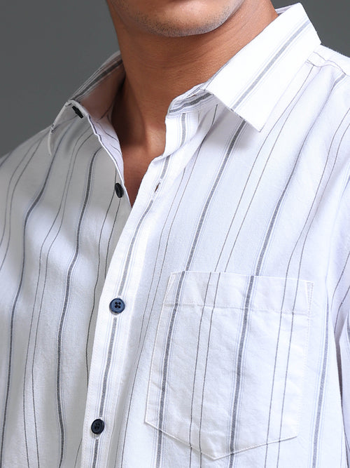 Men's Melange Twill White Checks Shirts