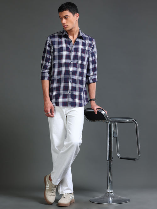 Men Herringbone Checks Shirts