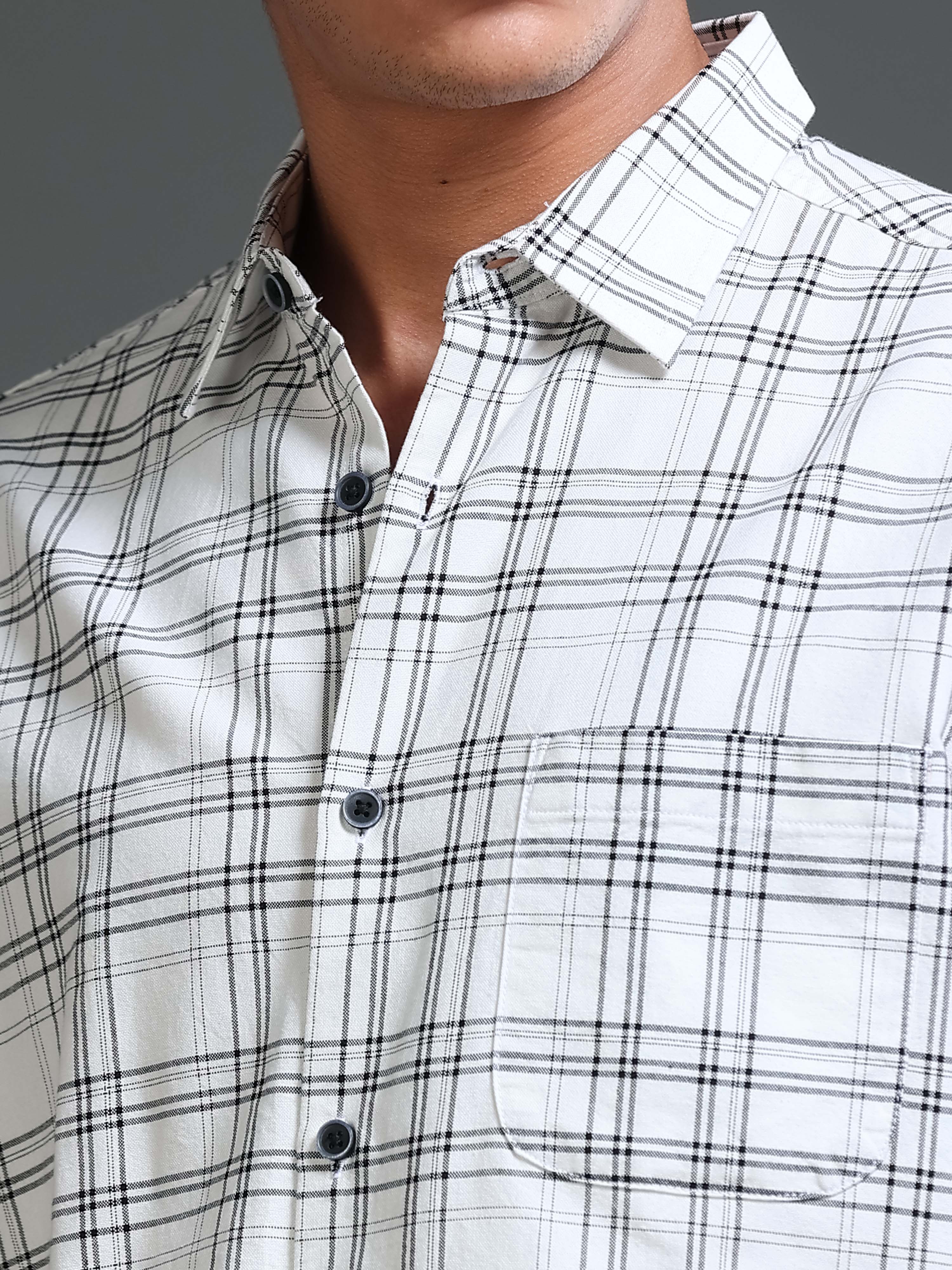 Men's Premium Oxford White Checks Shirt