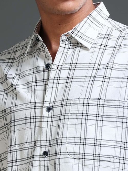 Men's Premium Oxford White Checks Shirt