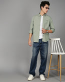 Men Smart Slim Fit Solid Button-Down Collar Cotton Casual Shirt