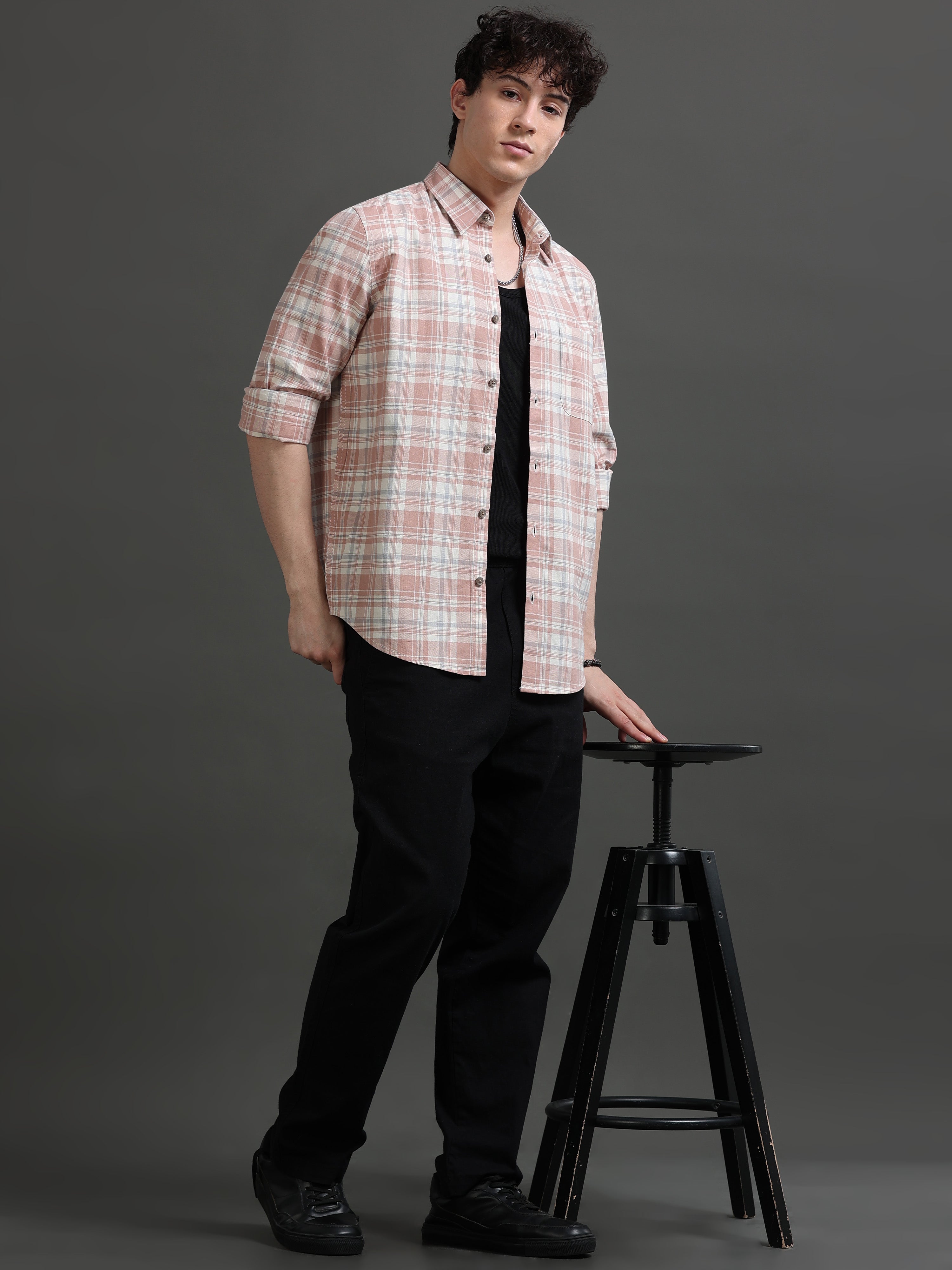 Men Smart Slim Fit Tartan Checks Checked Casual Shirt