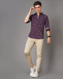Men Classic Fit Spread Collar Abstract Printed Cotton Casual Shirt