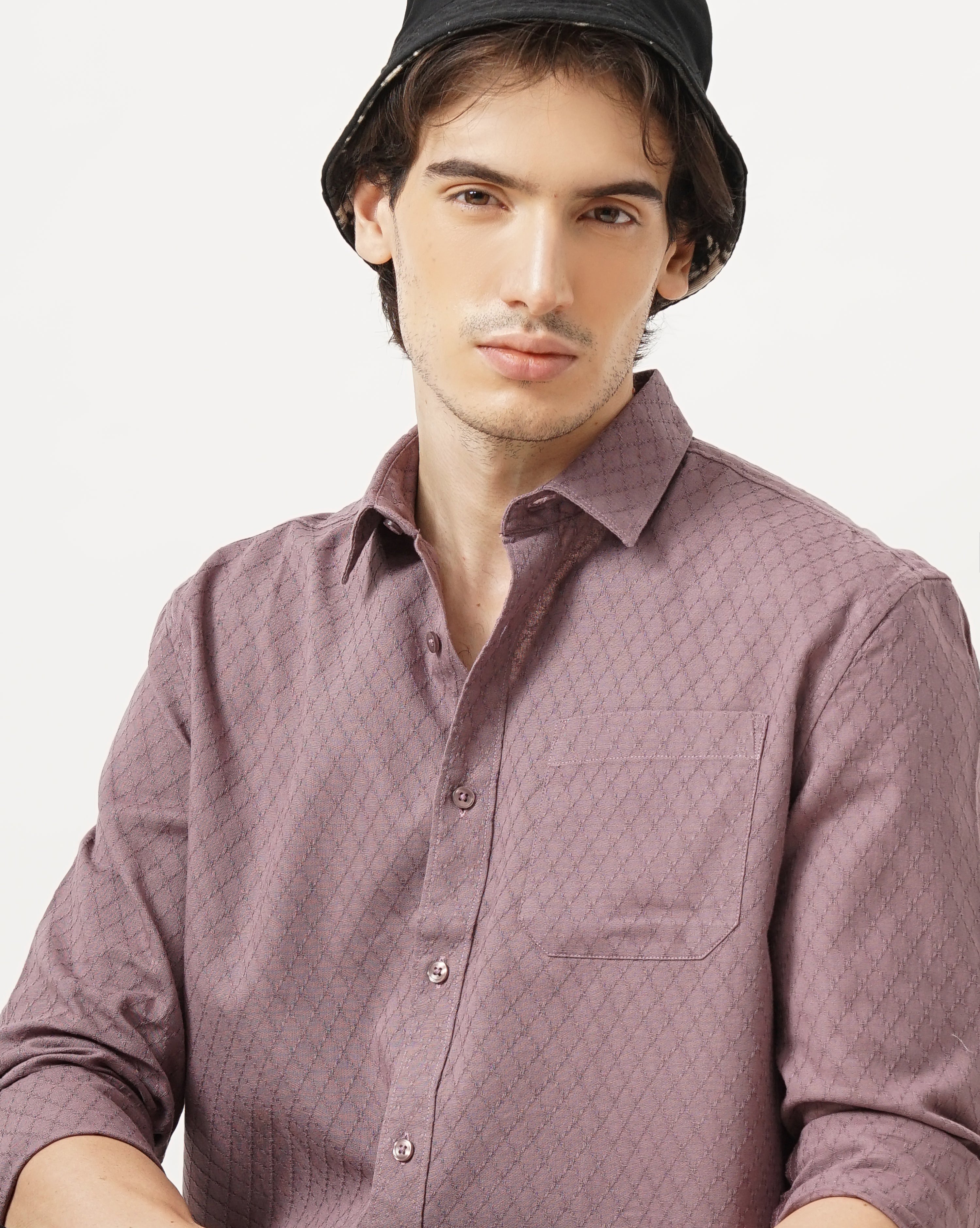 MEN'S SELF DESIGN REGULAR FIT SHIRT