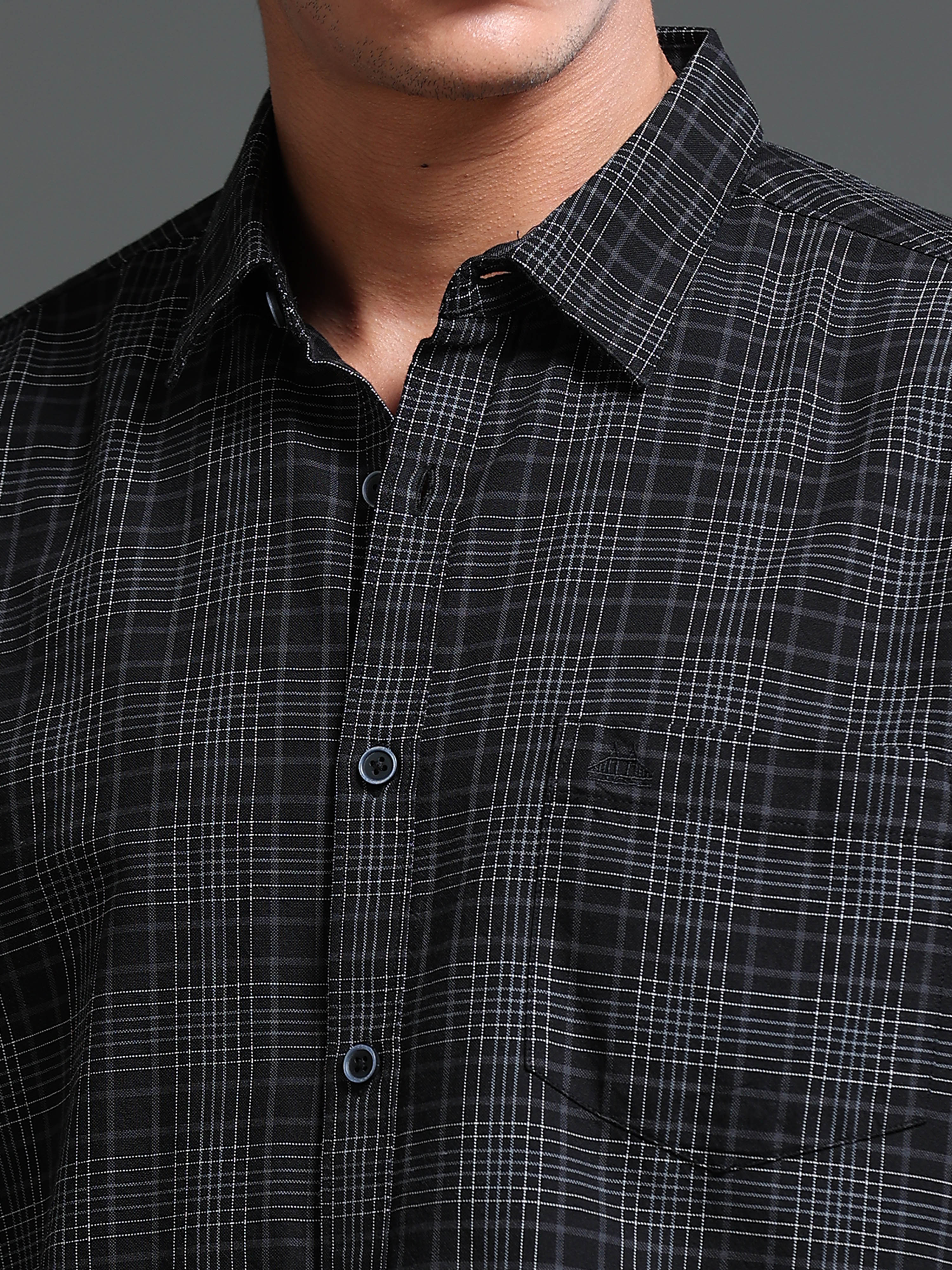 Men's Premium Oxford Black Checks Shirt