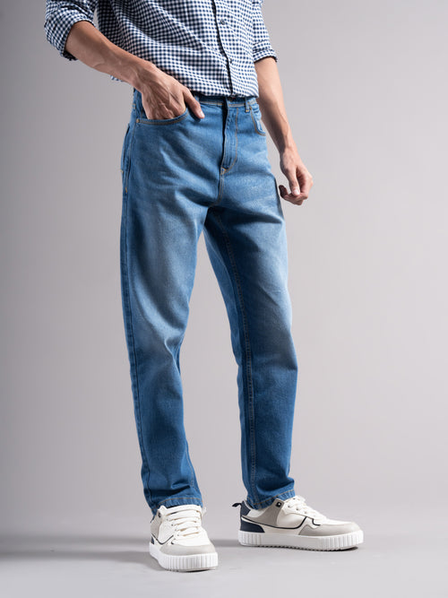 Men Smart Slim Fit Mid-Rise Light Fade Jeans