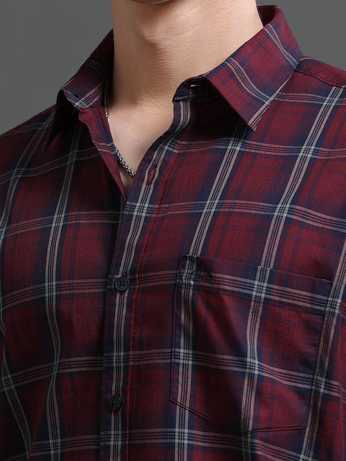 Men Smart Slim Fit Tartan Checks Checked Casual Shirt