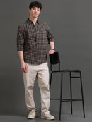 Men Smart Slim Fit Tartan Checks Checked Casual Shirt