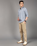 Men Comfort Fit Vertical Striped Casual Shirt