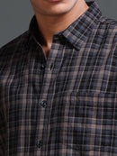 Men's Melange Twill BrownChecks Shirts