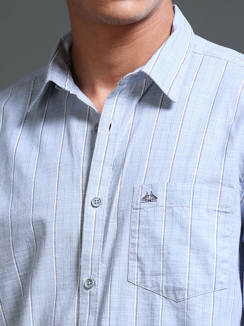 Men's Oxford Stripes Blue Shirt