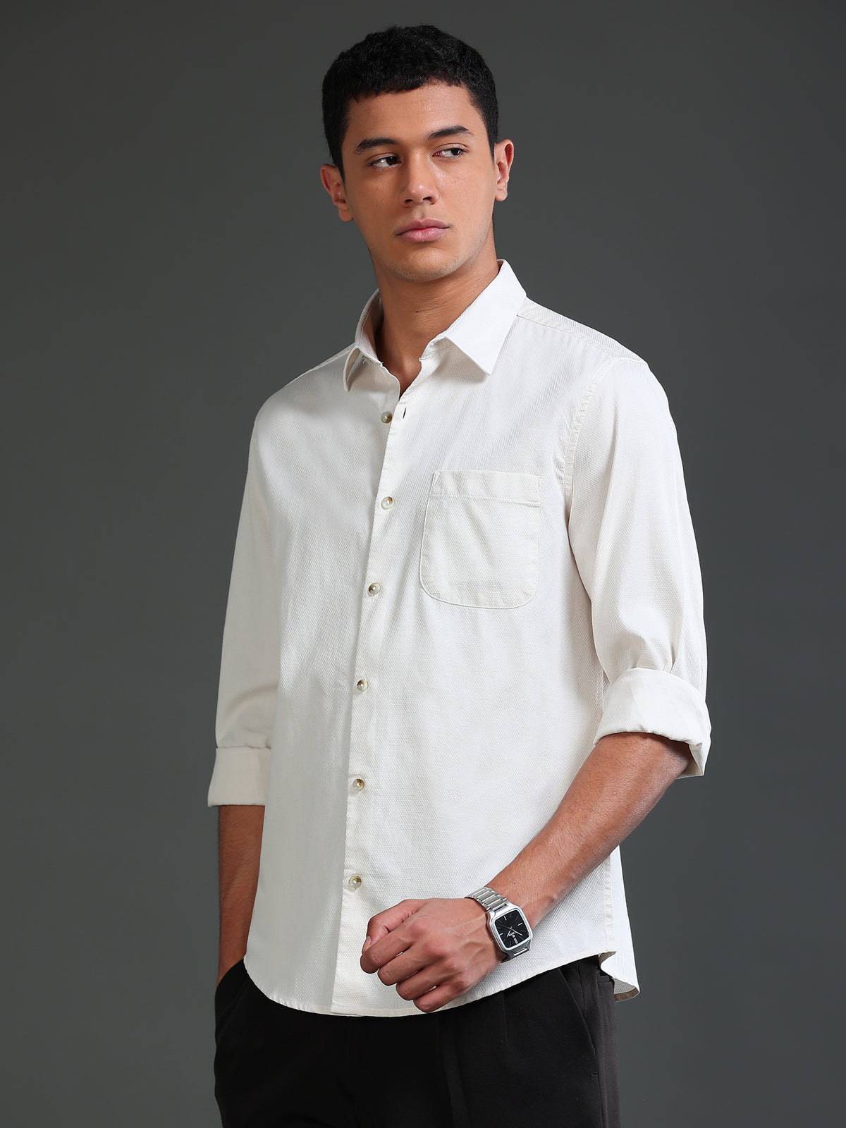 Men Dobby Solid Shirts