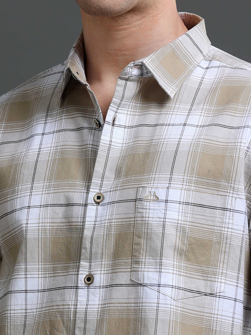 Men's Slim Fit Checked Cotton Shirt
