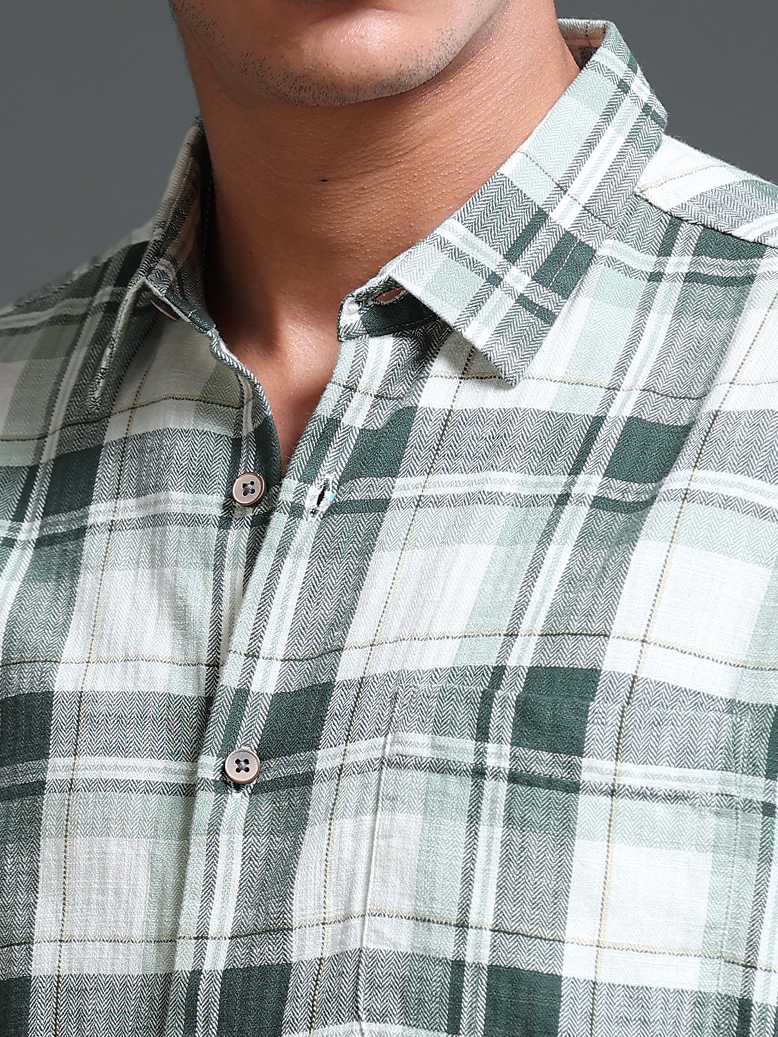 Men's Premium Oxford Checks Green Shirt