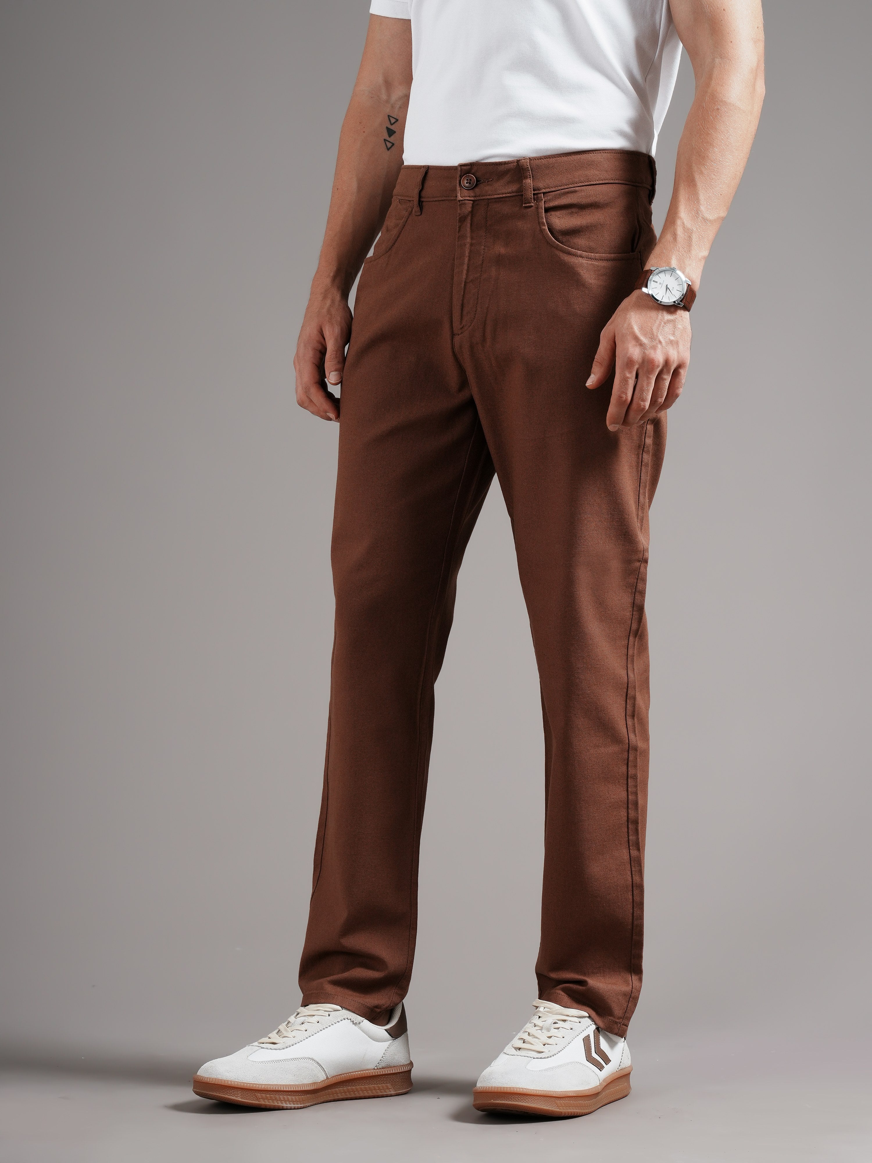 Men Tailored Low-Rise Trousers