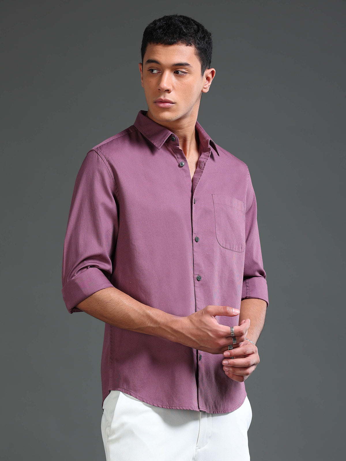 Men Dobby Solid Shirts