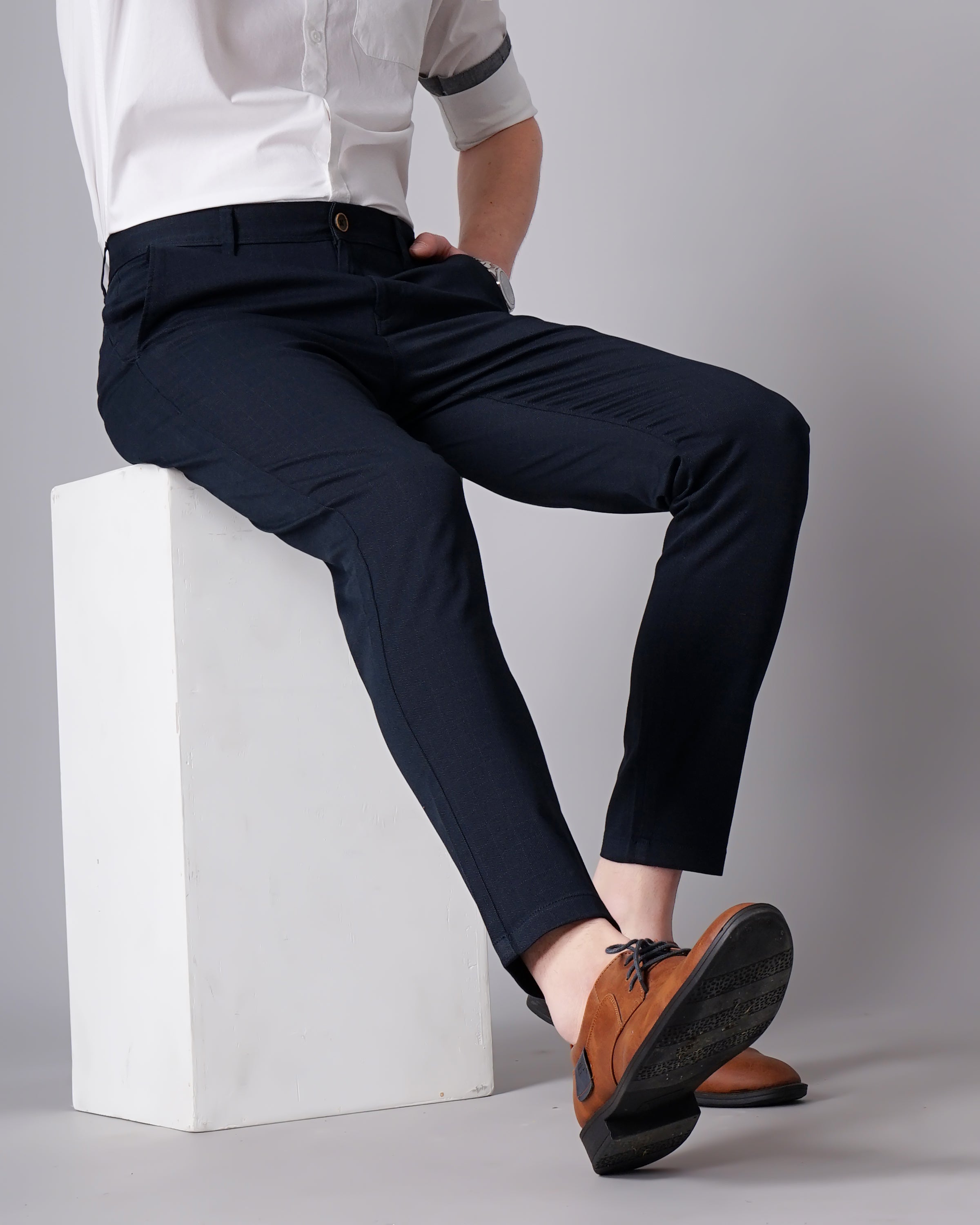 Slim Fit Flat-Front Trousers