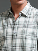 Men's Melange Twill Green Checks Shirts