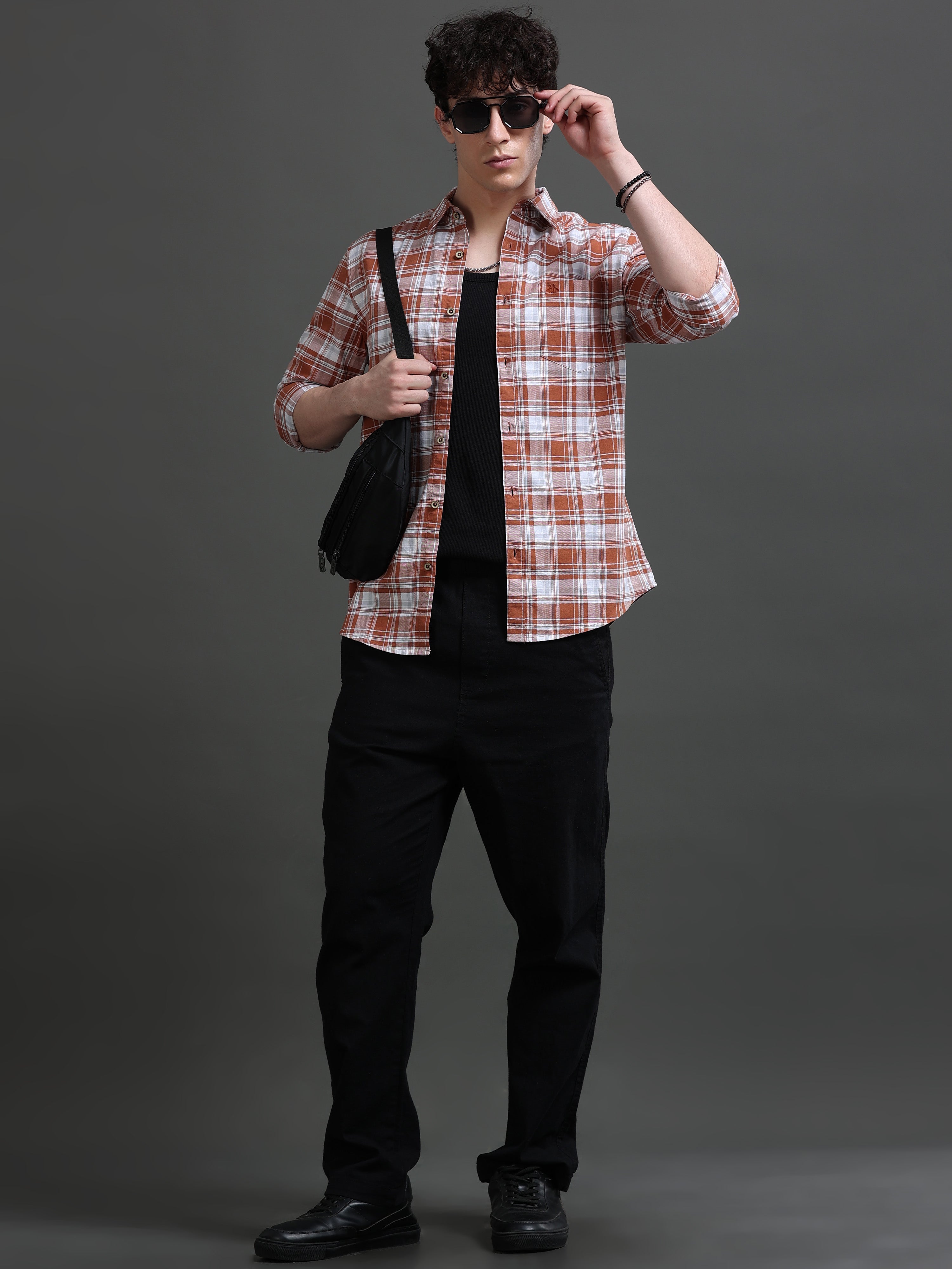 Men Smart Slim Fit Tartan Checks Checked Casual Shirt