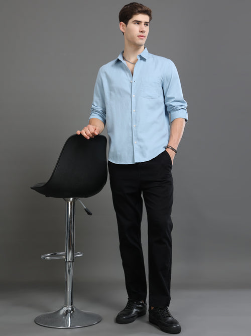 Men Smart Cotton Linen Slim Fit Shirt
